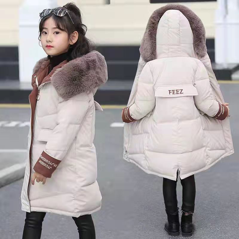 New Generation Of Girls' Cotton-padded Clothes, Mid-length, Thickened, Korean-style Winter Warm-padded Jackets, Large Fur Collar, Large Pockets, Trendy Cotton-padded Jackets