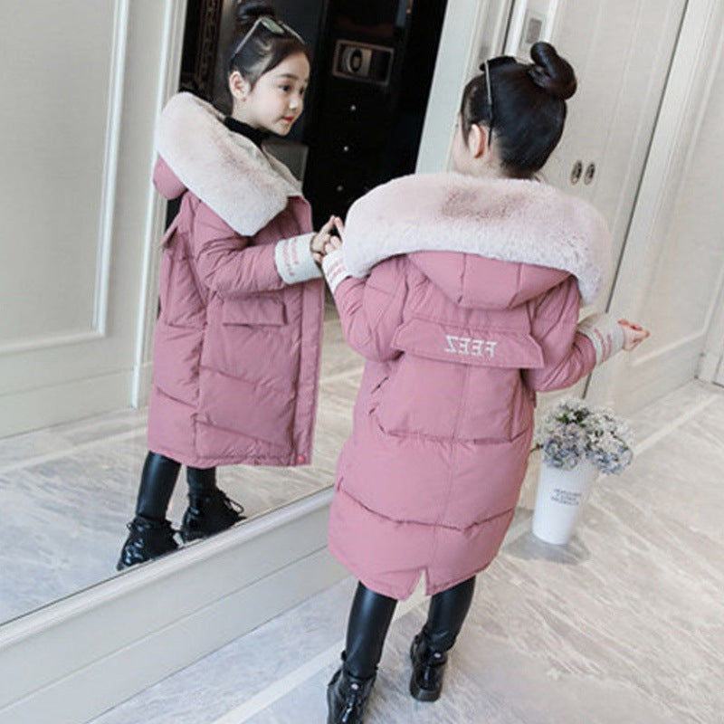 New Generation Of Girls' Cotton-padded Clothes, Mid-length, Thickened, Korean-style Winter Warm-padded Jackets, Large Fur Collar, Large Pockets, Trendy Cotton-padded Jackets