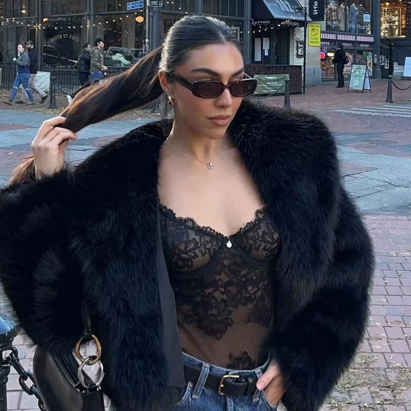 Fur Jacket Women&#039;s Short Street Style Fashion Fox Fur Jacket New Autumn And Winter Plush Women&#039;s Jacket