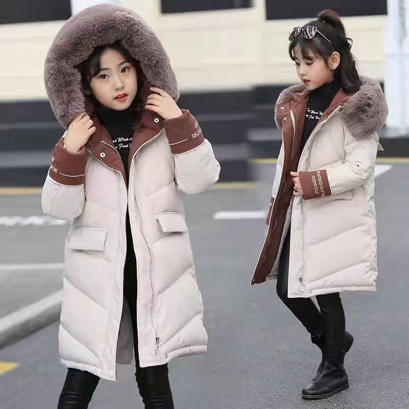New Generation Of Girls' Cotton-padded Clothes, Mid-length, Thickened, Korean-style Winter Warm-padded Jackets, Large Fur Collar, Large Pockets, Trendy Cotton-padded Jackets
