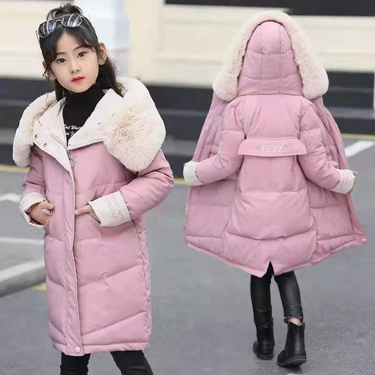 New Generation Of Girls' Cotton-padded Clothes, Mid-length, Thickened, Korean-style Winter Warm-padded Jackets, Large Fur Collar, Large Pockets, Trendy Cotton-padded Jackets